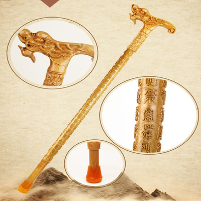 Quergriff-Gummifuß-Holz-gehender Stock, Pfirsich-hölzerner Spazierstock für Älteste