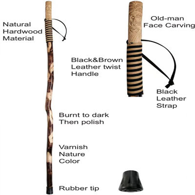 Pfirsich-Holz-im Freien gehender Stock, gerader Griff-hölzerner Spazierstock für alte Person